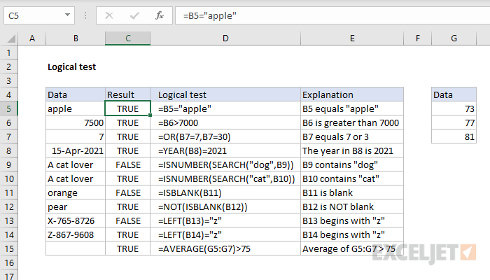 Excel Logical Test Exceljet 2252